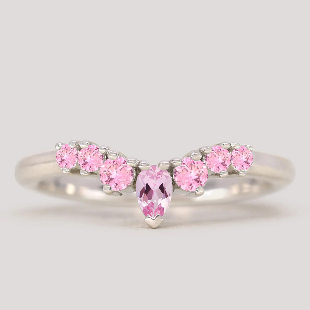Emma - Pink Sapphire Tiara Wedding Ring - Made-To-Order Wedding Rings - Made-to-Order