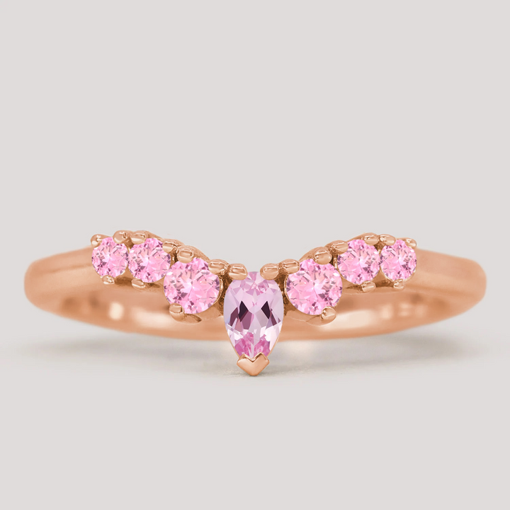 Emma - Pink Sapphire Tiara Wedding Ring - Made-To-Order Wedding Rings - Made-to-Order