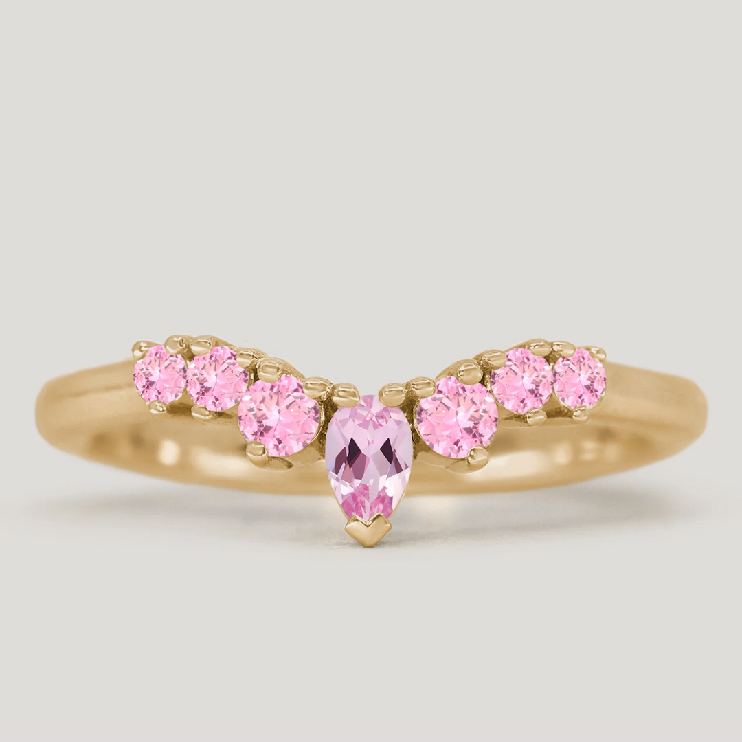 Emma - Pink Sapphire Tiara Wedding Ring - Made-To-Order Wedding Rings - Made-to-Order