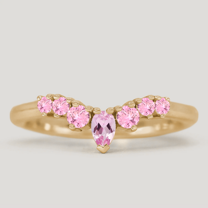 Emma - Pink Sapphire Tiara Wedding Ring - Made-To-Order Wedding Rings - Made-to-Order