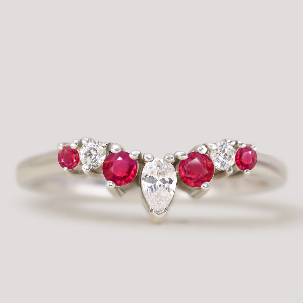 Emma - Diamond and Coloured Gemstone Tiara Wedding Ring - Made-to-Order Wedding Rings - Made-to-Order