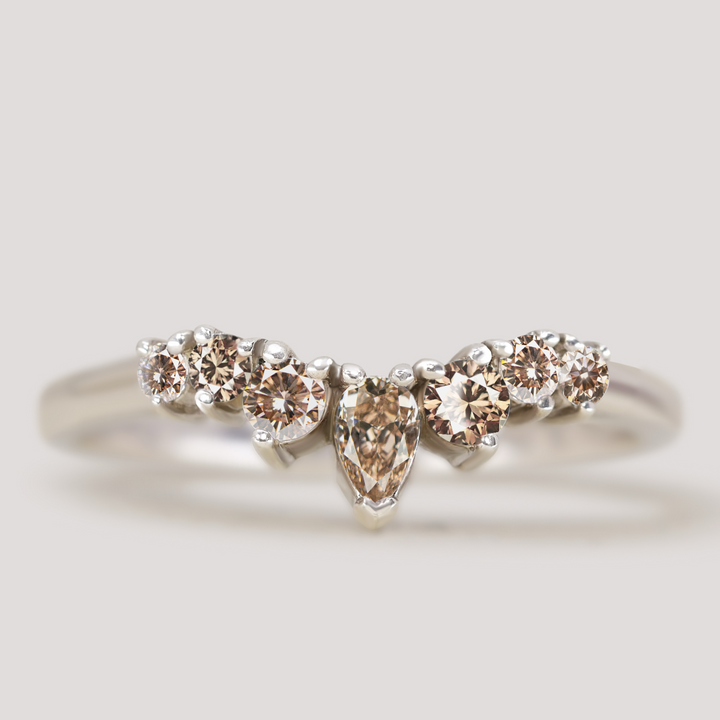 Emma - Champagne Diamond Tiara Wedding Ring - Made-To-Order