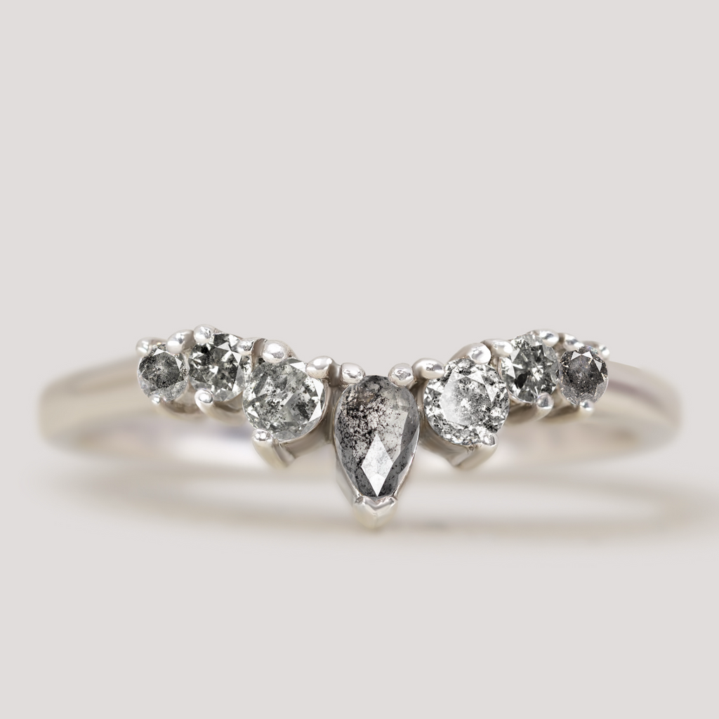 Emma - Salt and Pepper Diamond Tiara Wedding Ring - Made-To-Order Wedding Rings - Made-to-Order