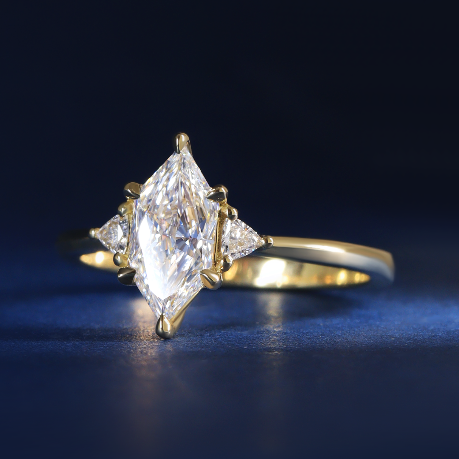 Diamond and yellow gold engagement ring