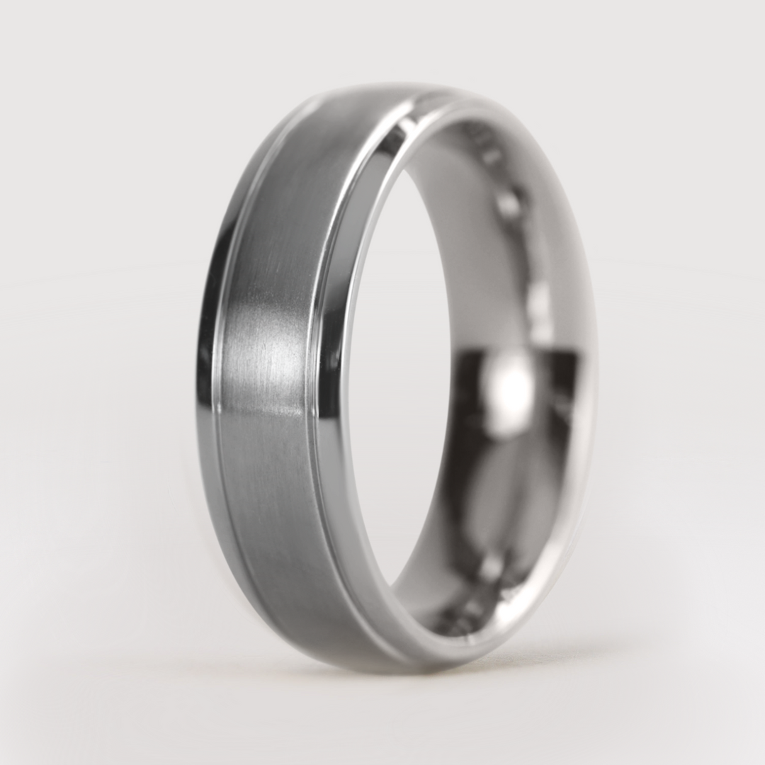 Two Engraved Lines Stainless Steel Wedding Ring - The Endcliffe | Flinn & Steel Flinn & Steel Wedding Rings