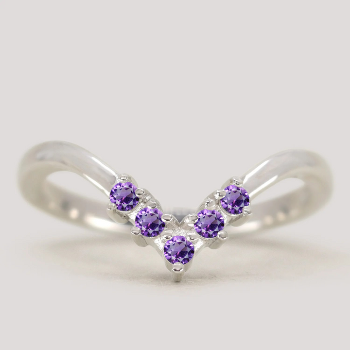 Enid - Amethyst Wishbone Wedding Ring - Made-to-Order Wedding Rings - Made-to-Order