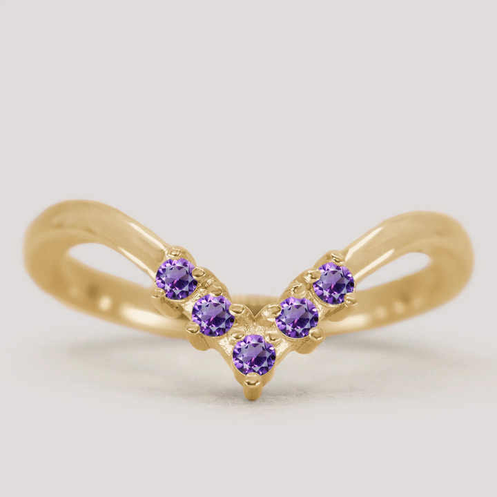 Enid - Amethyst Wishbone Wedding Ring - Made-to-Order Wedding Rings - Made-to-Order