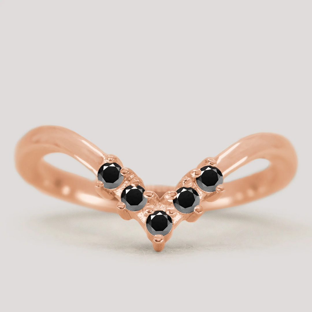 Enid - Black Diamond Wishbone Wedding Ring - Made-to-Order Wedding Rings - Made-to-Order