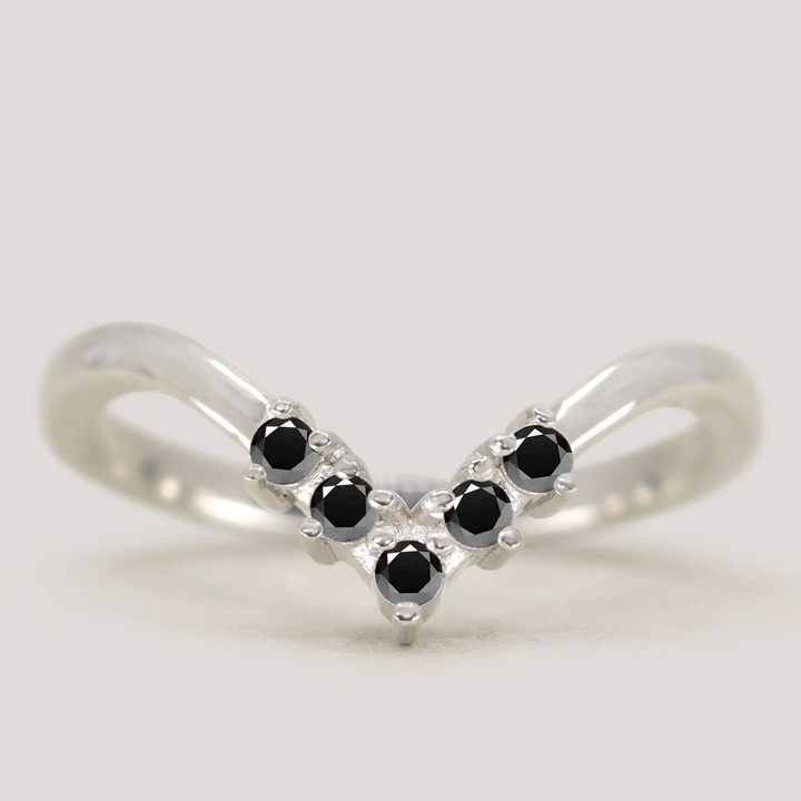 Enid - Black Diamond Wishbone Wedding Ring - Made-to-Order Wedding Rings - Made-to-Order