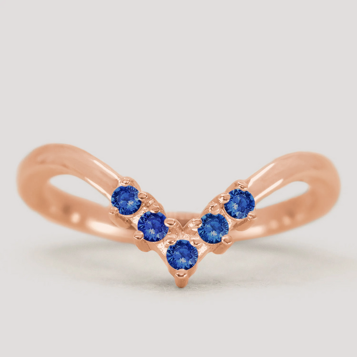 Enid - Blue Sapphire Wishbone Wedding Ring - Made-to-Order Wedding Rings - Made-to-Order