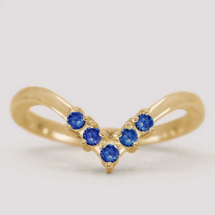 Enid - Blue Sapphire Wishbone Wedding Ring - Made-to-Order Wedding Rings - Made-to-Order