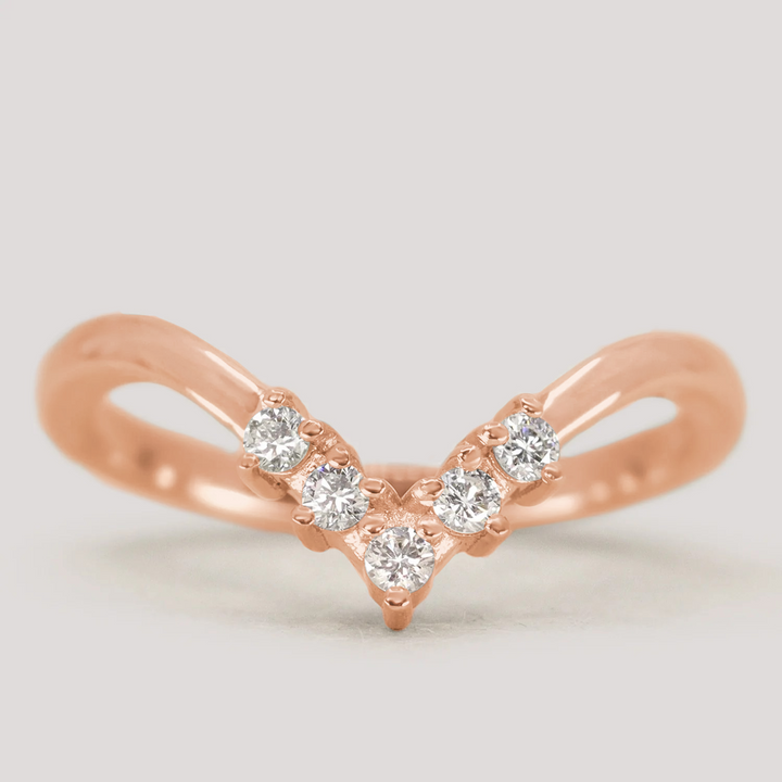 Enid - Diamond Set Wishbone Wedding Ring - Made-to-Order Wedding Rings - Made-to-Order