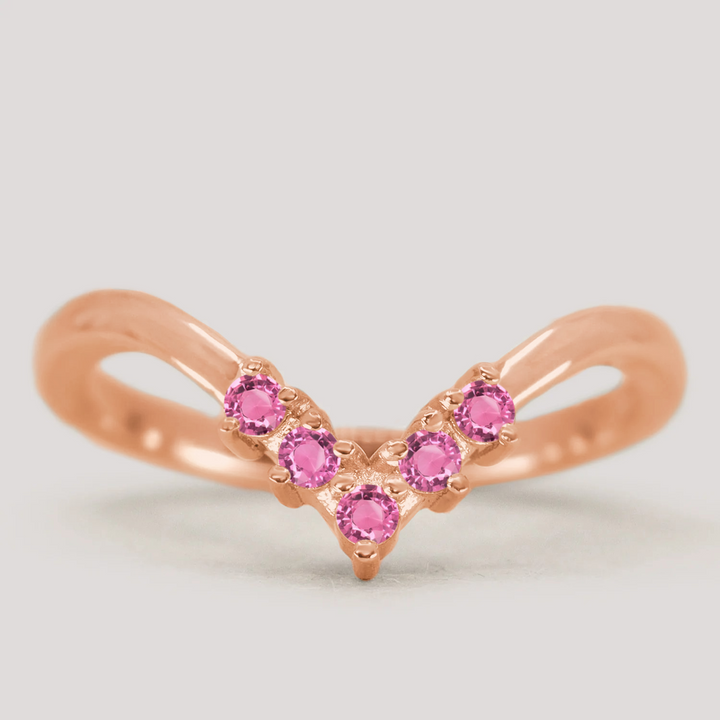 Enid - Pink Sapphire Wishbone Wedding Ring - Made-to-Order Wedding Rings - Made-to-Order