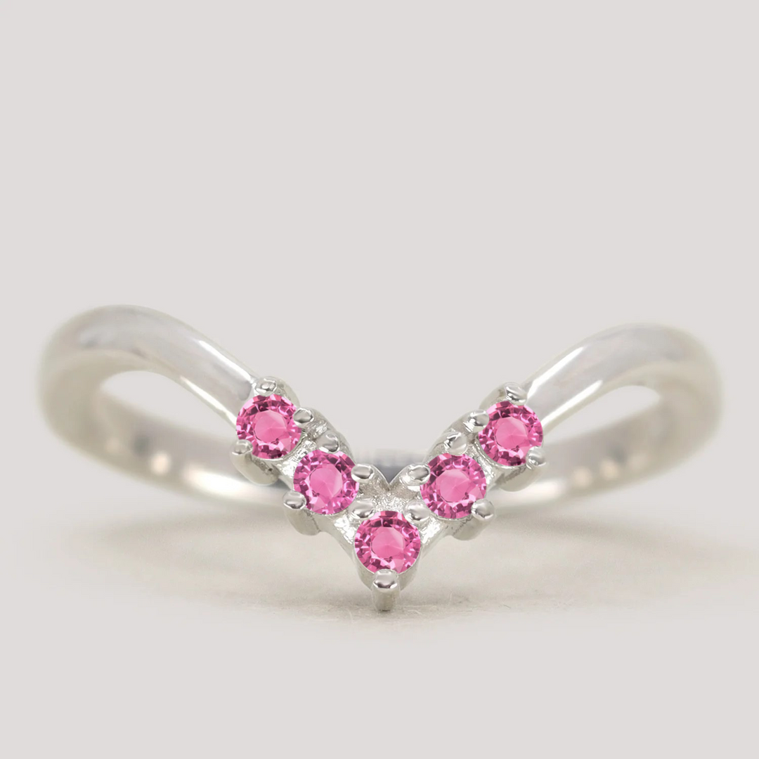 Enid - Pink Sapphire Wishbone Wedding Ring - Made-to-Order Wedding Rings - Made-to-Order