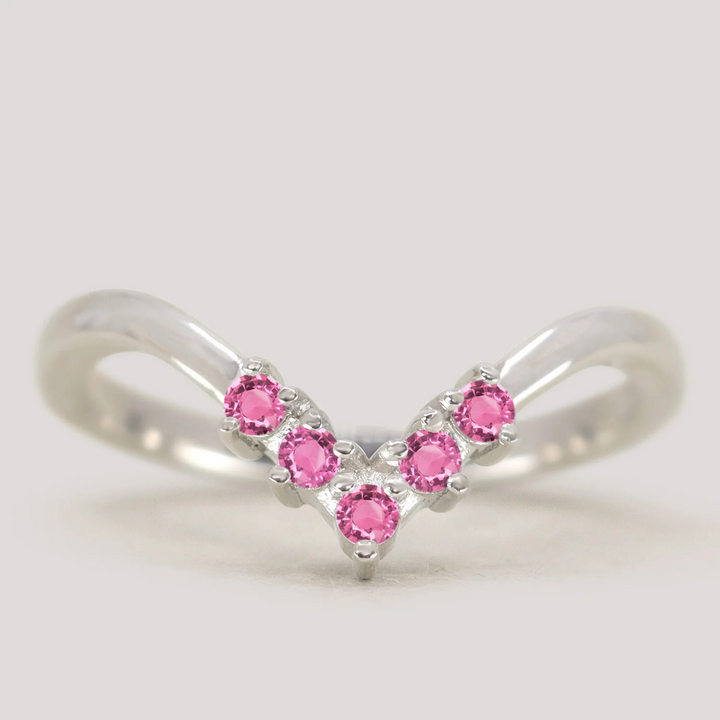 Enid - Pink Sapphire Wishbone Wedding Ring - Made-to-Order Wedding Rings - Made-to-Order