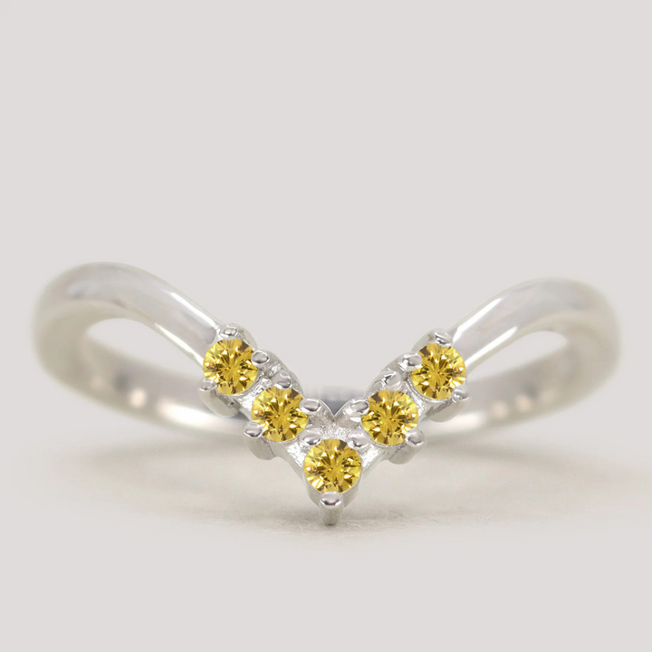 Enid - Yellow Sapphire Wishbone Wedding Ring - Made-to-Order Wedding Rings - Made-to-Order