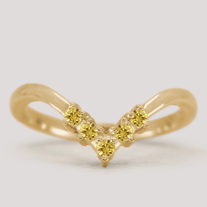 Enid - Yellow Sapphire Wishbone Wedding Ring - Made-to-Order Wedding Rings - Made-to-Order