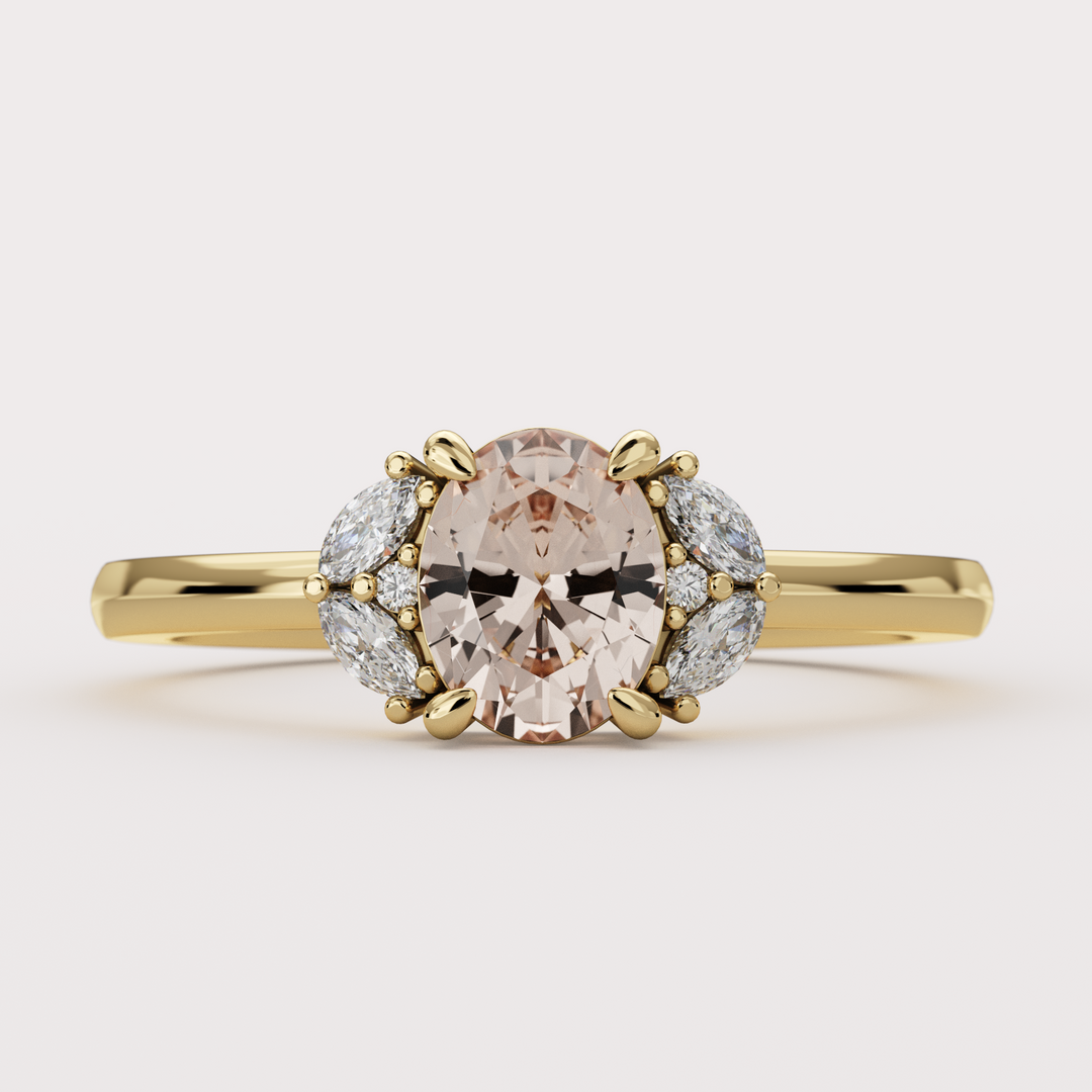 Este - Oval Cut Champagne Sapphire and Diamond Custom Engagement Ring Engagement Rings - Price On Application