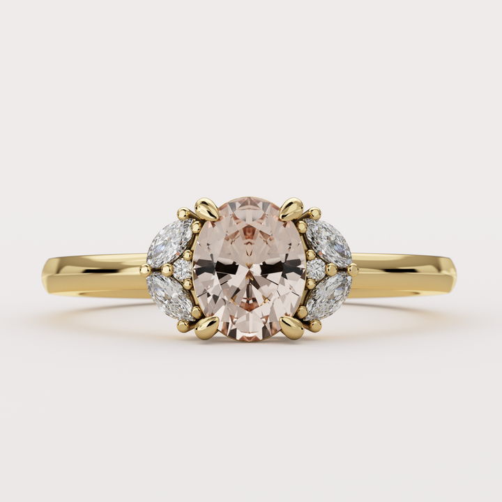 Este - Oval Cut Champagne Sapphire and Diamond Custom Engagement Ring Engagement Rings - Price On Application