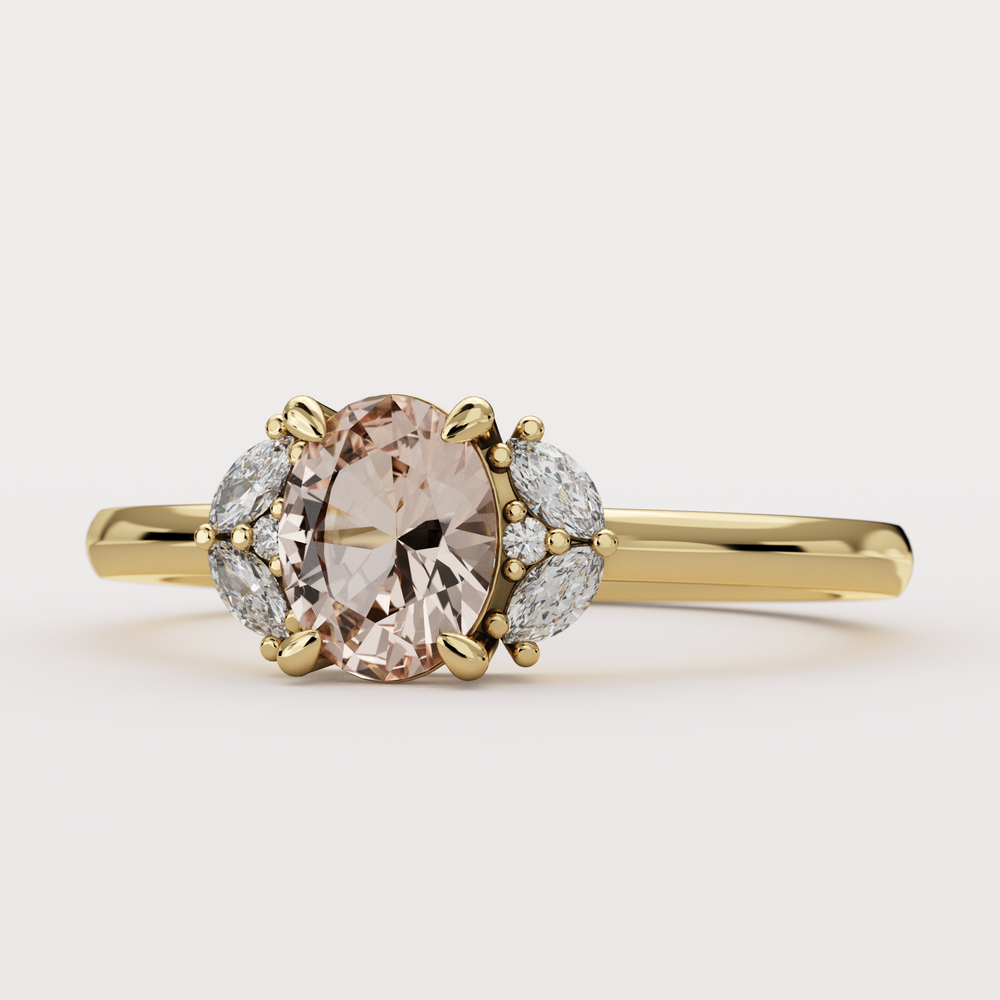 Este - Oval Cut Champagne Sapphire and Diamond Custom Engagement Ring Engagement Rings - Price On Application