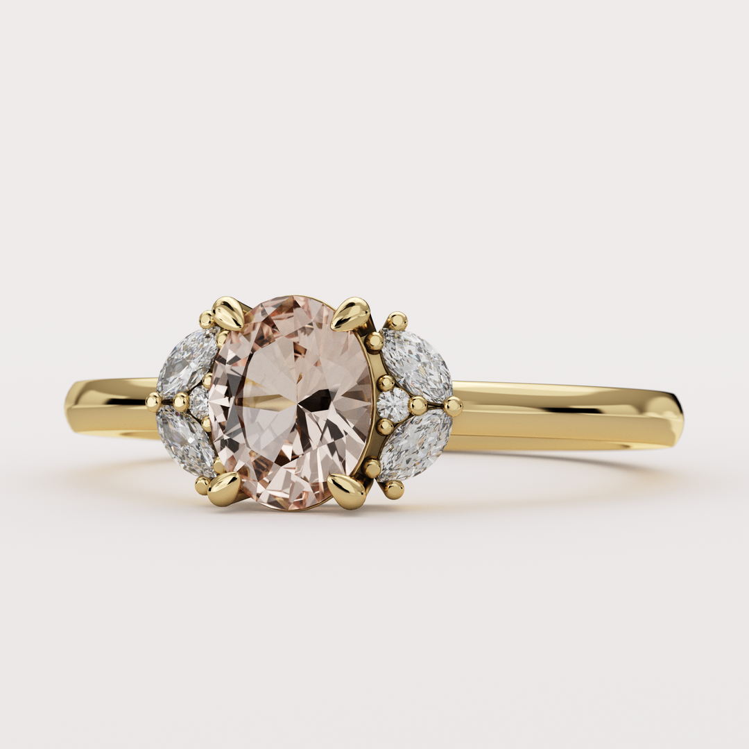 Este - Oval Cut Champagne Sapphire and Diamond Custom Engagement Ring Engagement Rings - Price On Application