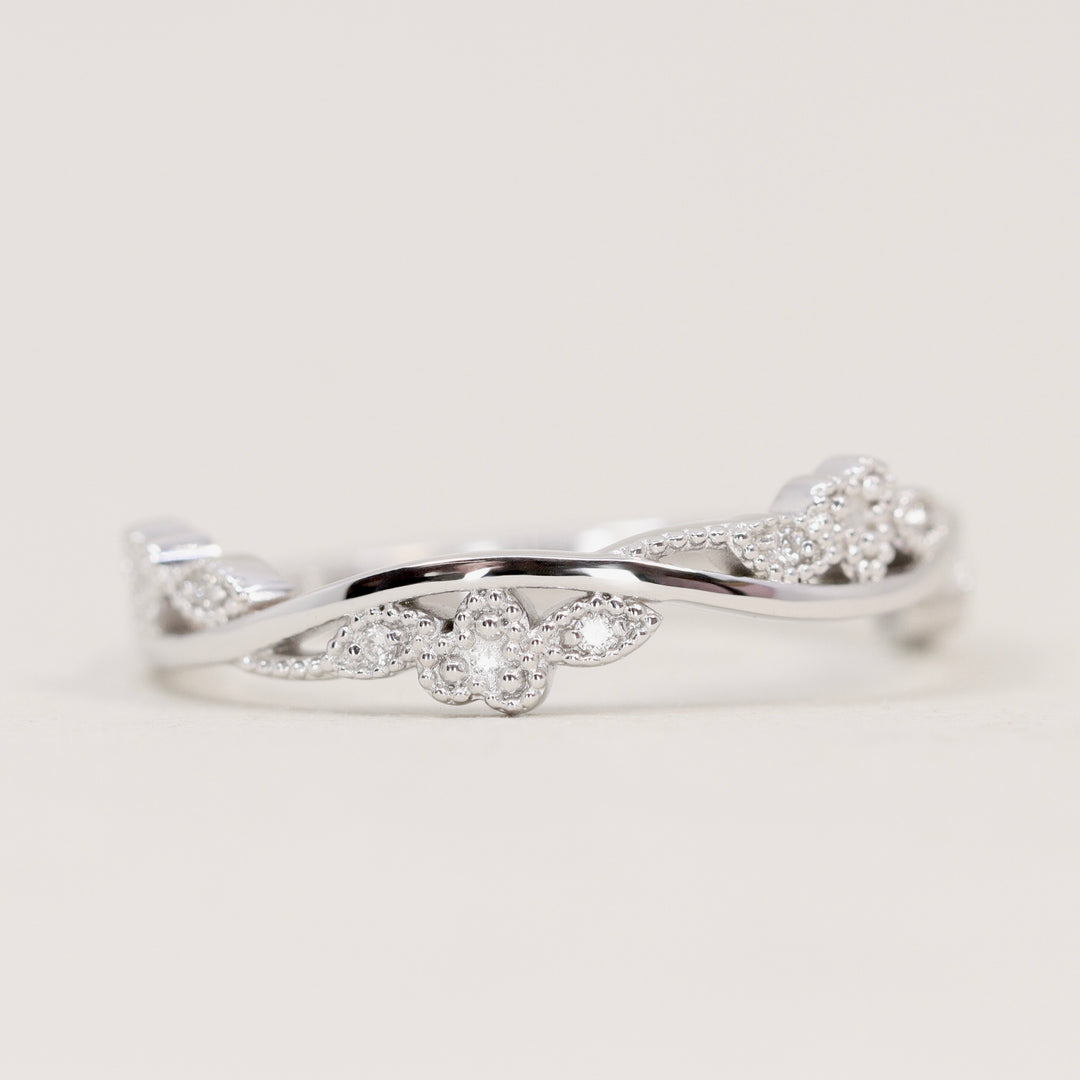 Evie - Floral Diamond Set Wedding Ring - Made-To-Order Wedding Rings - Made-to-Order