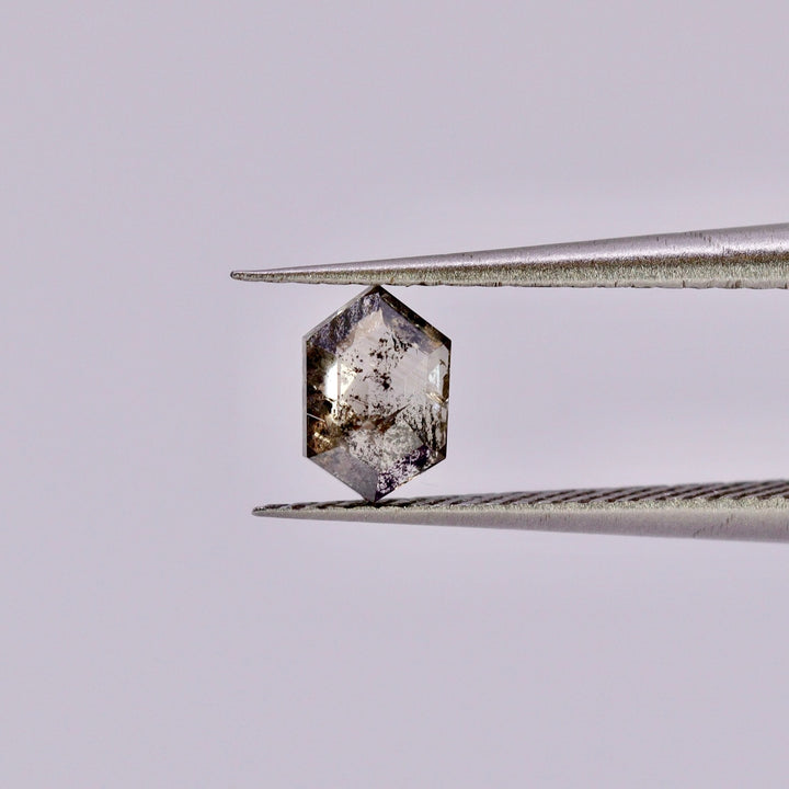 Salt and Pepper Diamond | 0.43ct Hexagon Rose Cut, Loose Gemstone