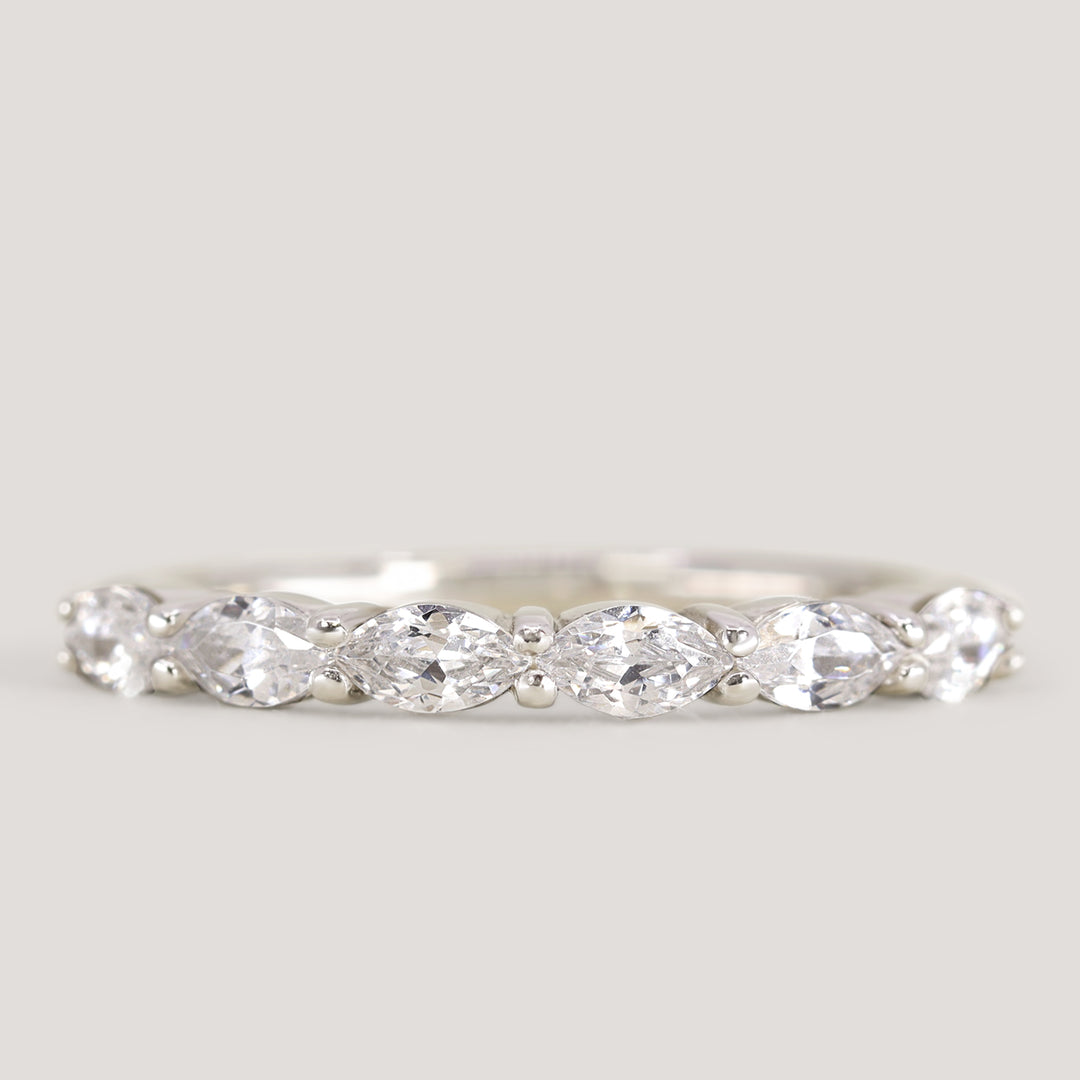 Faye - Marquise Diamond Set Half Eternity Wedding Ring - Made-to-Order