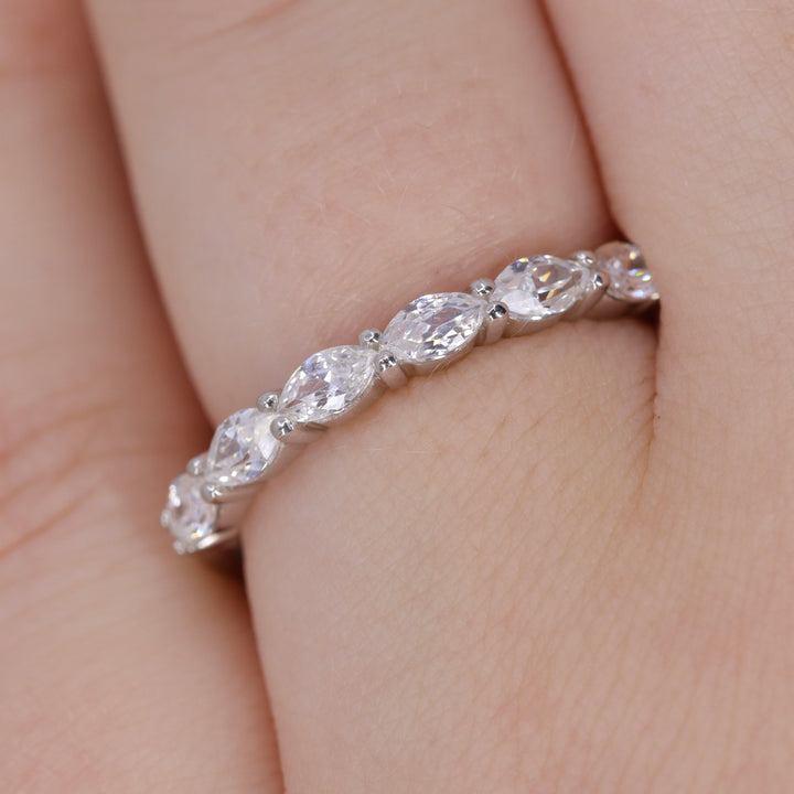 Faye - Marquise Diamond Set Half Eternity Wedding Ring - Made-to-Order