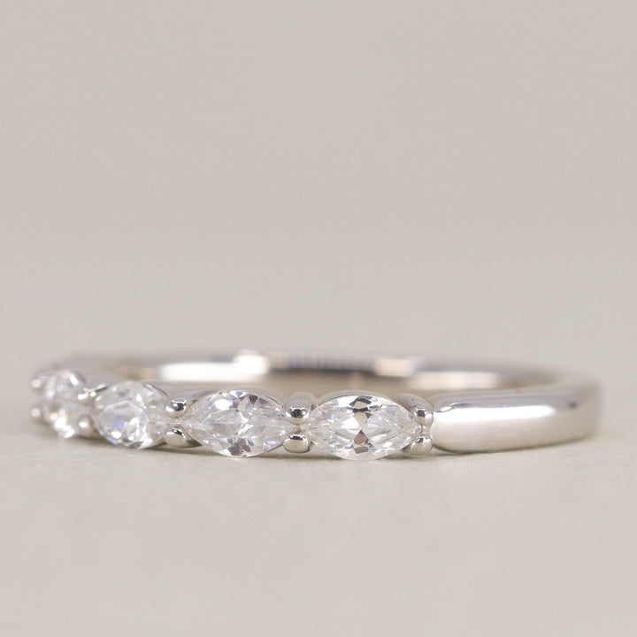 Faye - Marquise Diamond Set Half Eternity Wedding Ring - Made-to-Order