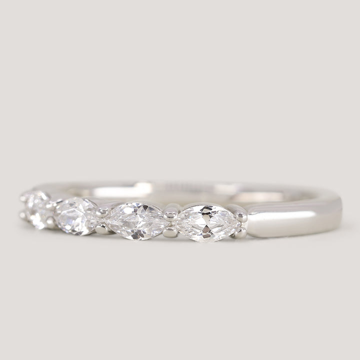 Faye - Marquise Diamond Set Half Eternity Wedding Ring - Made-to-Order