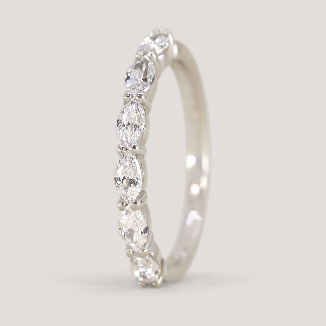 Faye - Marquise Diamond Set Half Eternity Wedding Ring - Made-to-Order