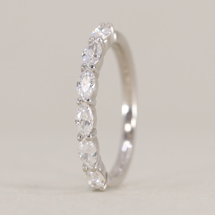 Faye - Marquise Diamond Set Half Eternity Wedding Ring - Made-to-Order