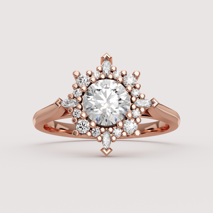 Fleur - Round Lab Grown Diamond Fancy Ballerina Halo Made-to-Order Engagement Ring Engagement Rings - Made-to-Order
