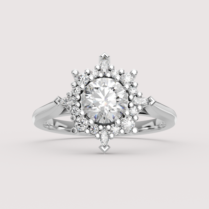 Fleur - Round Lab Grown Diamond Fancy Ballerina Halo Made-to-Order Engagement Ring Engagement Rings - Made-to-Order
