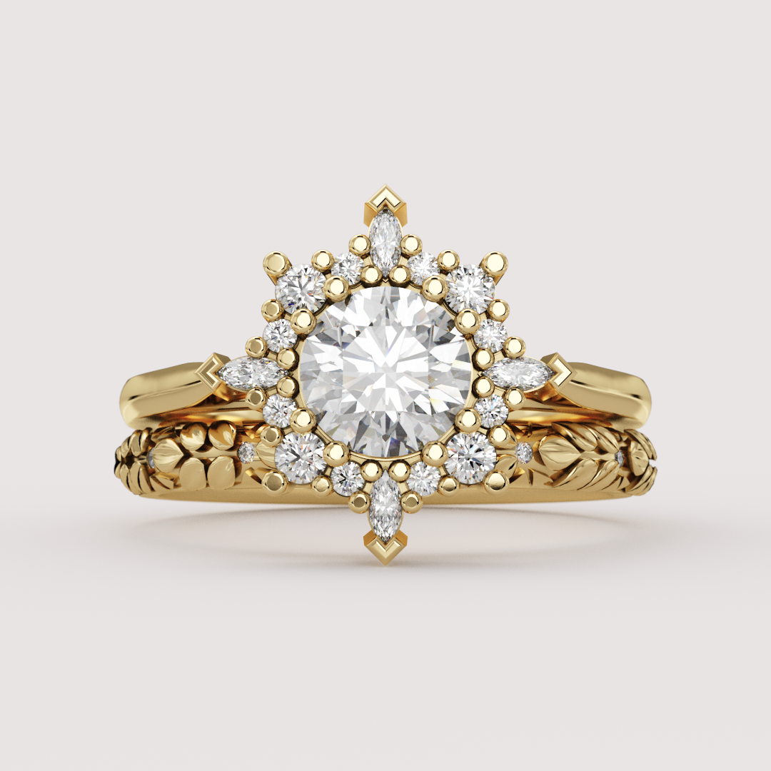 Fleur - Round Lab Grown Diamond Fancy Ballerina Halo Made-to-Order Engagement Ring Engagement Rings - Made-to-Order