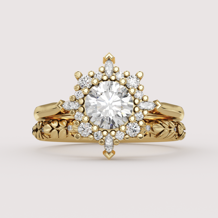 Fleur - Round Lab Grown Diamond Fancy Ballerina Halo Made-to-Order Engagement Ring Engagement Rings - Made-to-Order