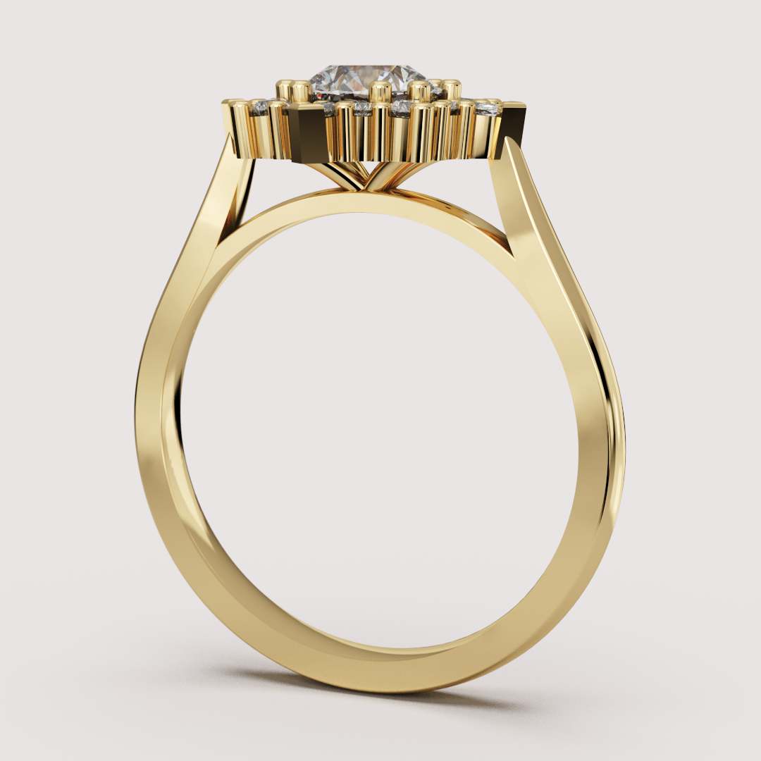 Fleur - Round Lab Grown Diamond Fancy Ballerina Halo Made-to-Order Engagement Ring Engagement Rings - Made-to-Order