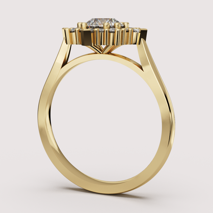 Fleur - Round Lab Grown Diamond Fancy Ballerina Halo Made-to-Order Engagement Ring Engagement Rings - Made-to-Order