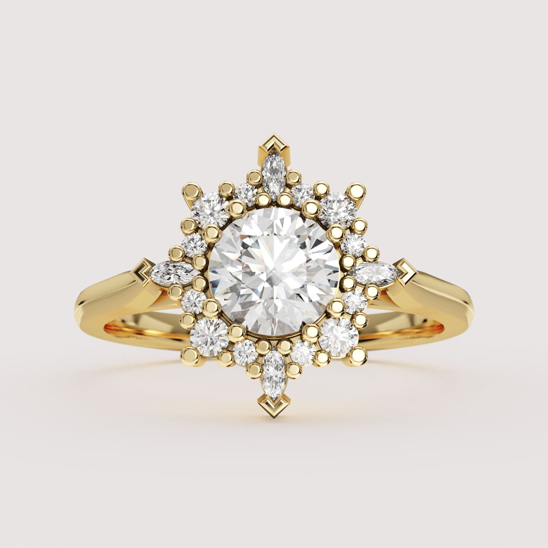 Fleur - Round Lab Grown Diamond Fancy Ballerina Halo Made-to-Order Engagement Ring Engagement Rings - Made-to-Order