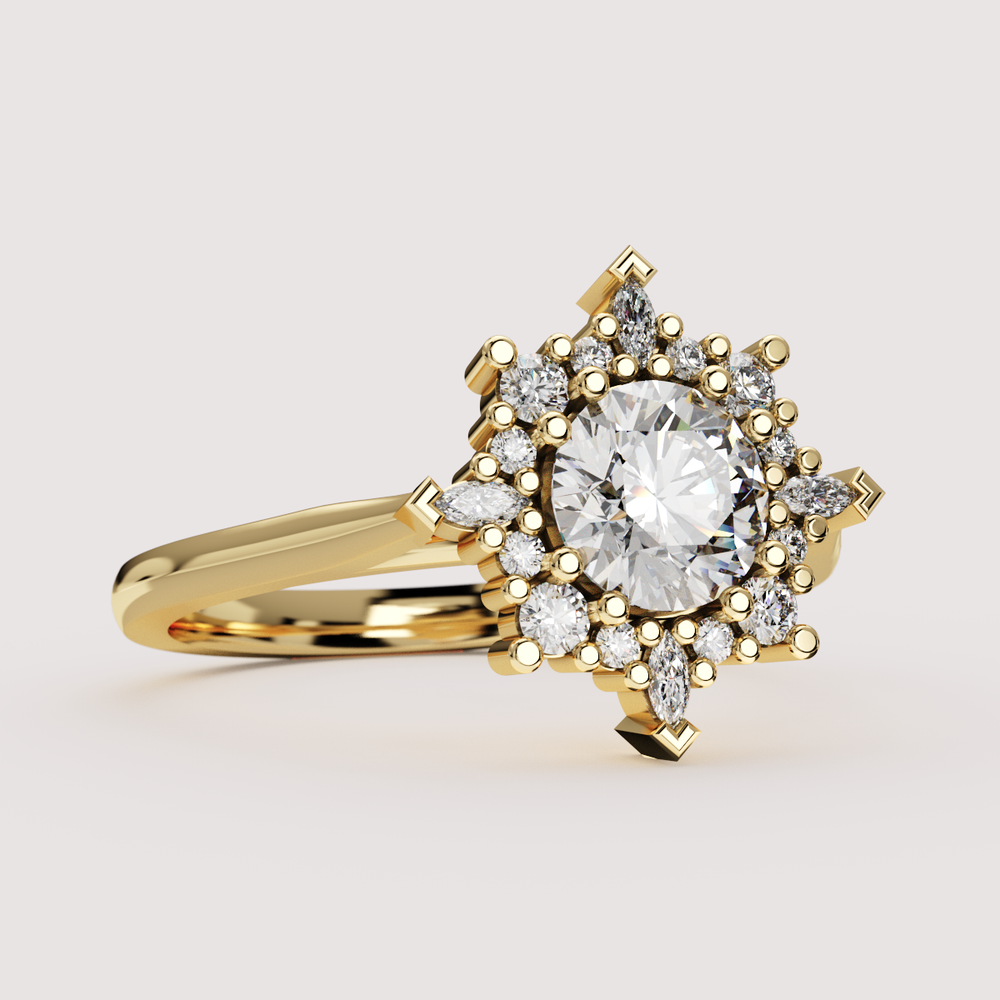 Fleur - Round Lab Grown Diamond Fancy Ballerina Halo Made-to-Order Engagement Ring Engagement Rings - Made-to-Order