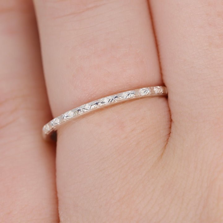 Flora - Floral Pattern Full or Half Eternity Straight Wedding Ring - Made-to-Order Wedding Rings - Made-to-Order