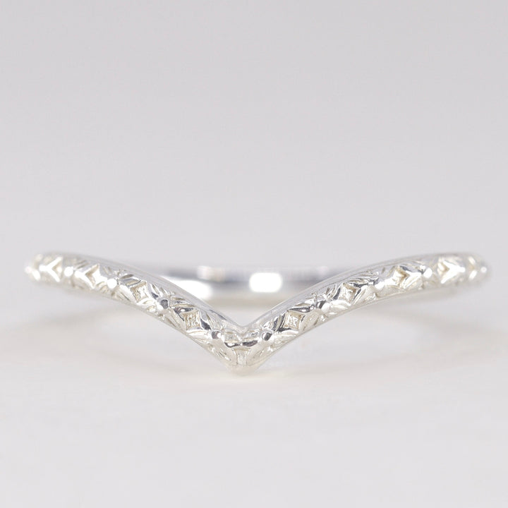 Flora - Floral Pattern Wishbone Wedding Ring - Made-to-Order Wedding Rings - Made-to-Order