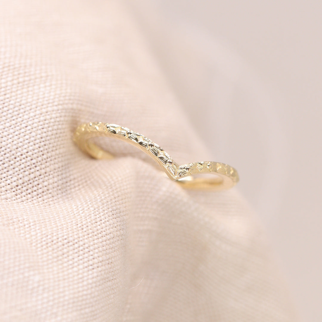 Flora - Floral Pattern Wishbone Wedding Ring - Made-to-Order Wedding Rings - Made-to-Order