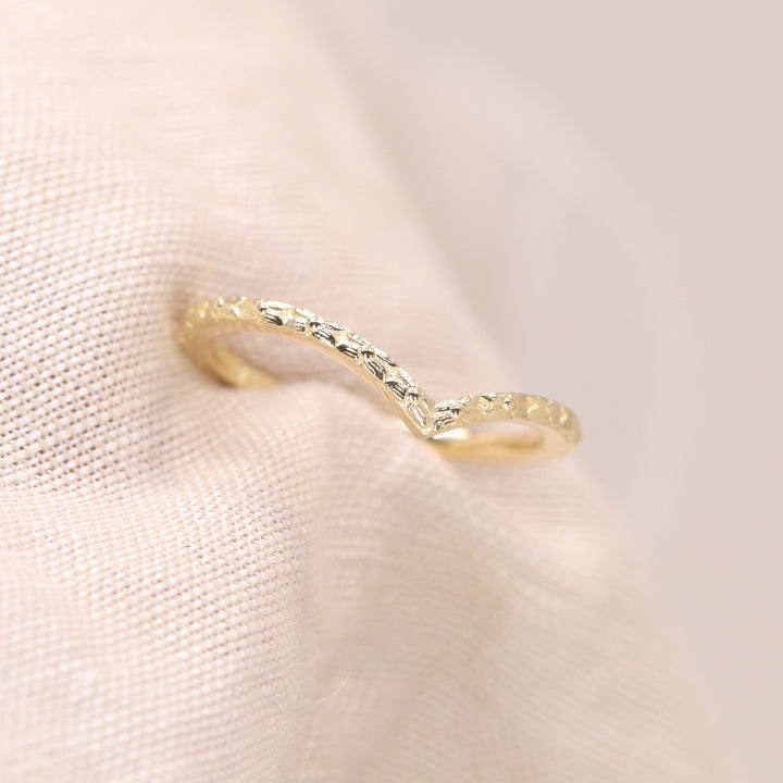 Flora - Floral Pattern Wishbone Wedding Ring - Made-to-Order Wedding Rings - Made-to-Order