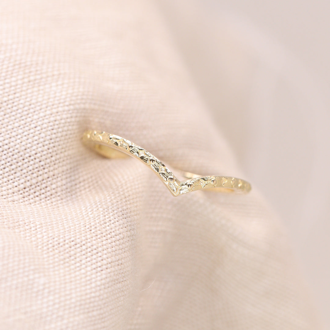Flora - Floral Pattern Wishbone Wedding Ring - Made-to-Order Wedding Rings - Made-to-Order