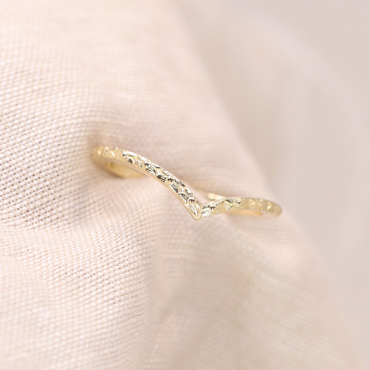 Flora - Floral Pattern Wishbone Wedding Ring - Made-to-Order Wedding Rings - Made-to-Order