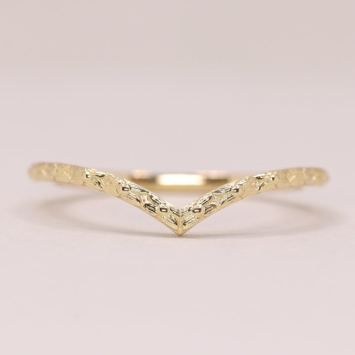 Flora - Floral Pattern Wishbone Wedding Ring - Made-to-Order Wedding Rings - Made-to-Order