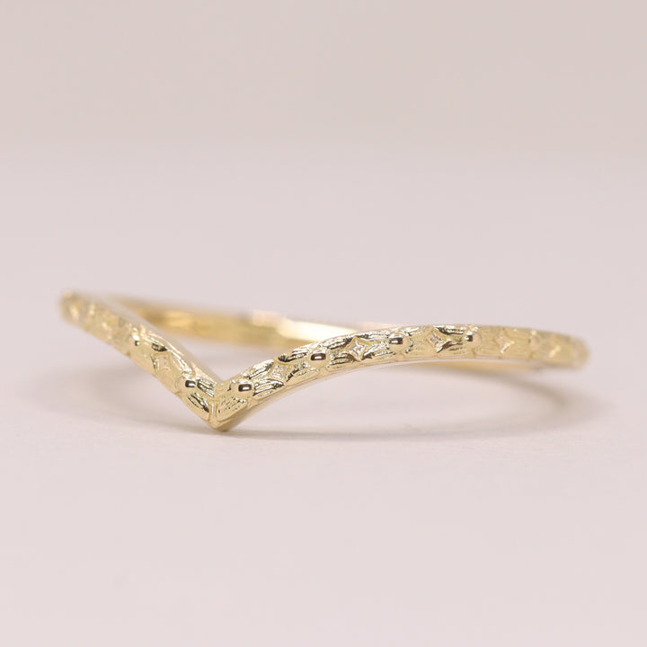 Flora - Floral Pattern Wishbone Wedding Ring - Made-to-Order Wedding Rings - Made-to-Order