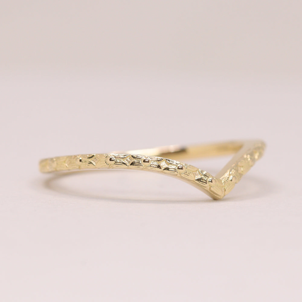 Flora - Floral Pattern Wishbone Wedding Ring - Made-to-Order Wedding Rings - Made-to-Order